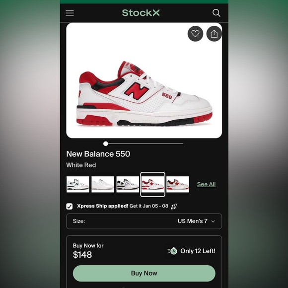 New Balance 550 M 7 W 8.5 - Picture 6 of 6